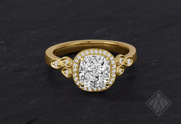 cushion cut vintage halo ring