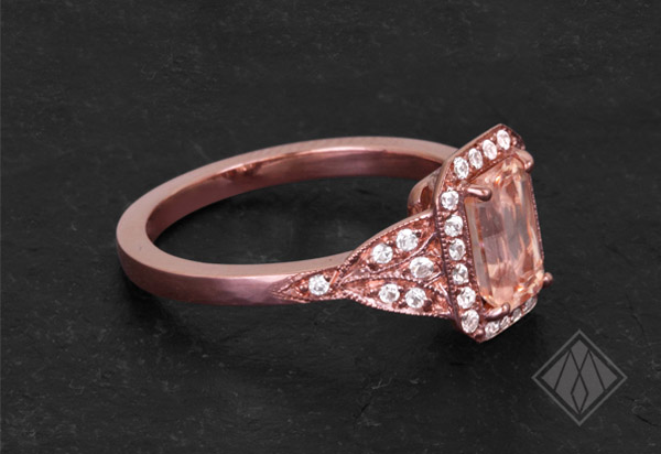 Peach Sapphire Engagement ring