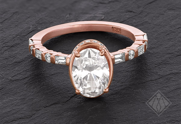 Oval Diamond Rose gold engagement ring