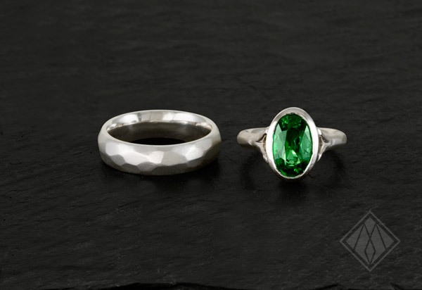 Tsavorite Ring and mens band