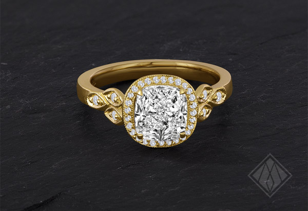 Cushion cut engagement ring