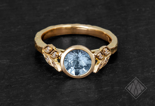 Aquamarine Leaf ring