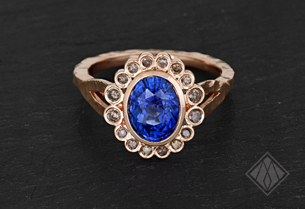Sapphire and Rose Gold engagement ring