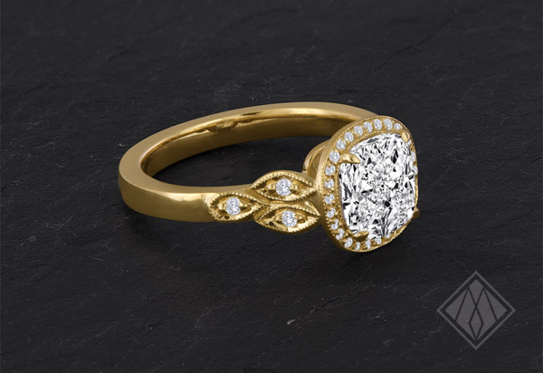 Cushion cut vintage engagement ring
