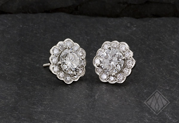 Diamond Halo Earrings