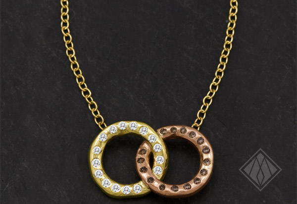 son daughter double ring necklace