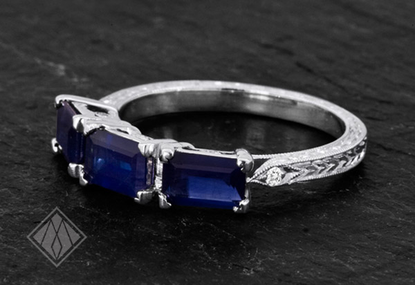 Sapphire and Diamond Family Ring