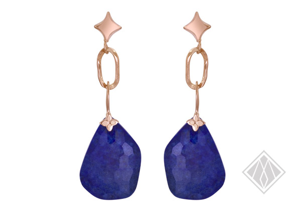 Pink Gold Lapis Earrings