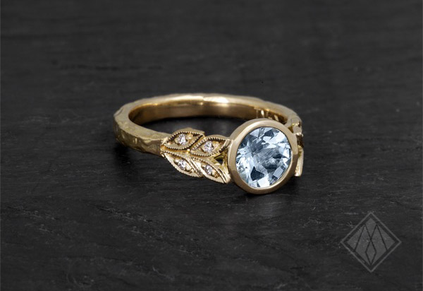 Aquamarine leaf ring