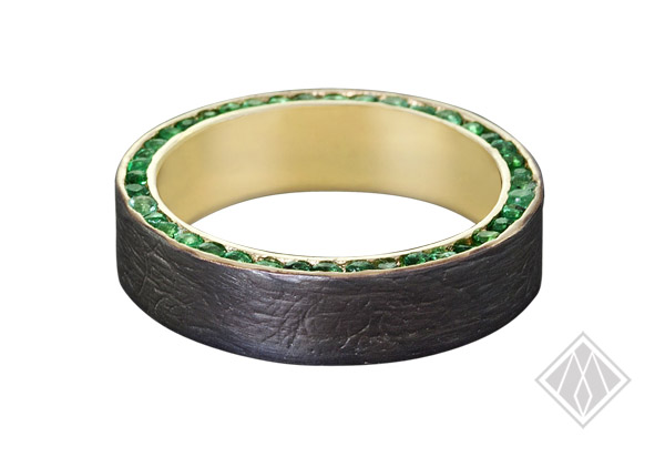 blackened gold and emerald band