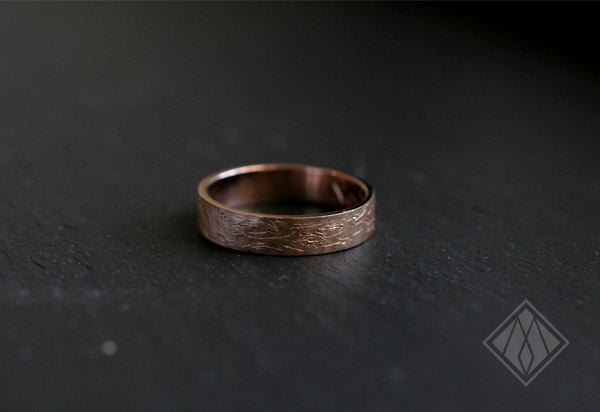 textured pink gold band