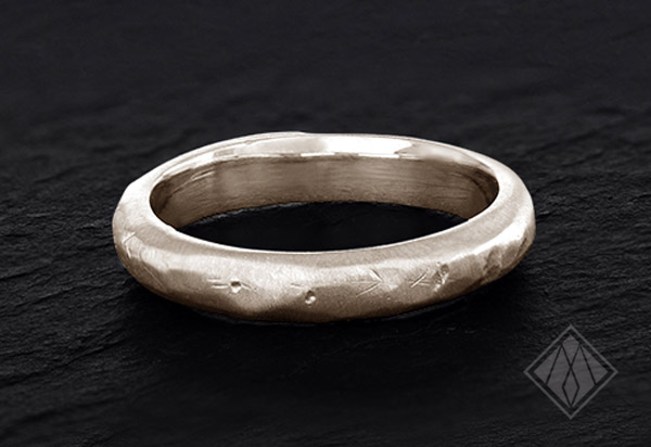 raw white gold wedding band